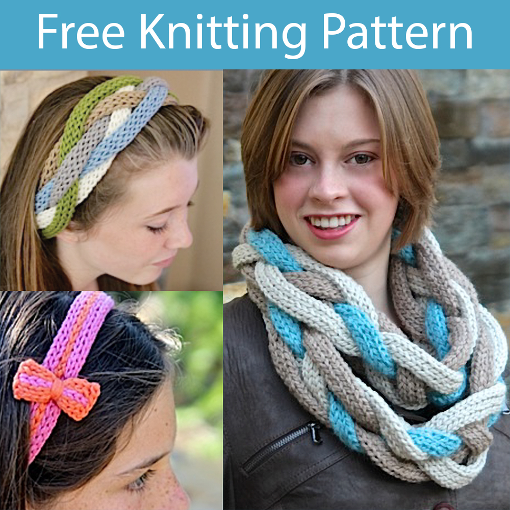 Free Flat I-Cord Headbands and Scarf Accessory Set Knitting Pattern Set