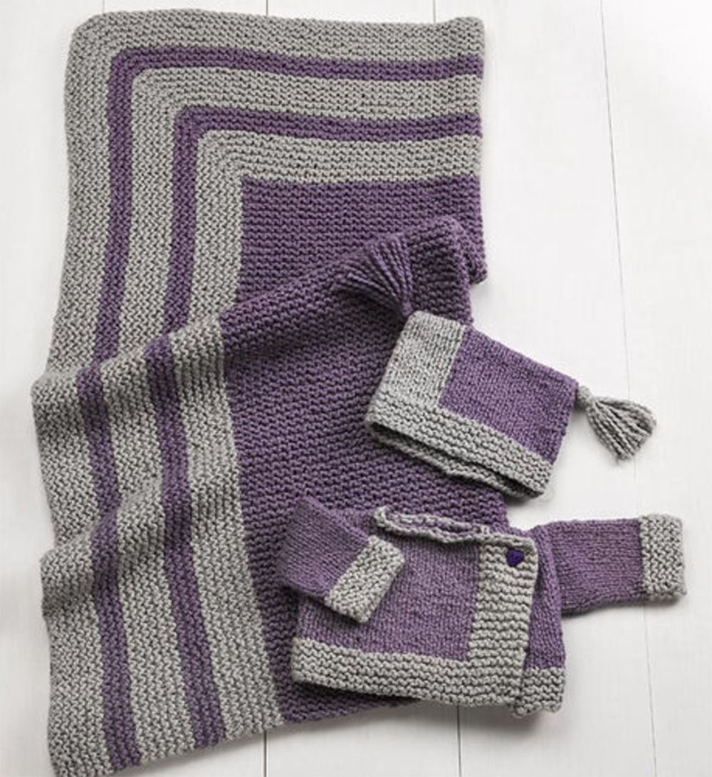Baby Blanket Set Knitting Pattern Iris 3 Piece Baby Set