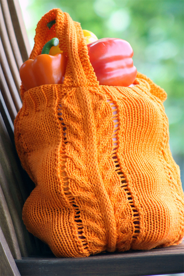 Free Easy Knitting Pattern for Cable Market Bag