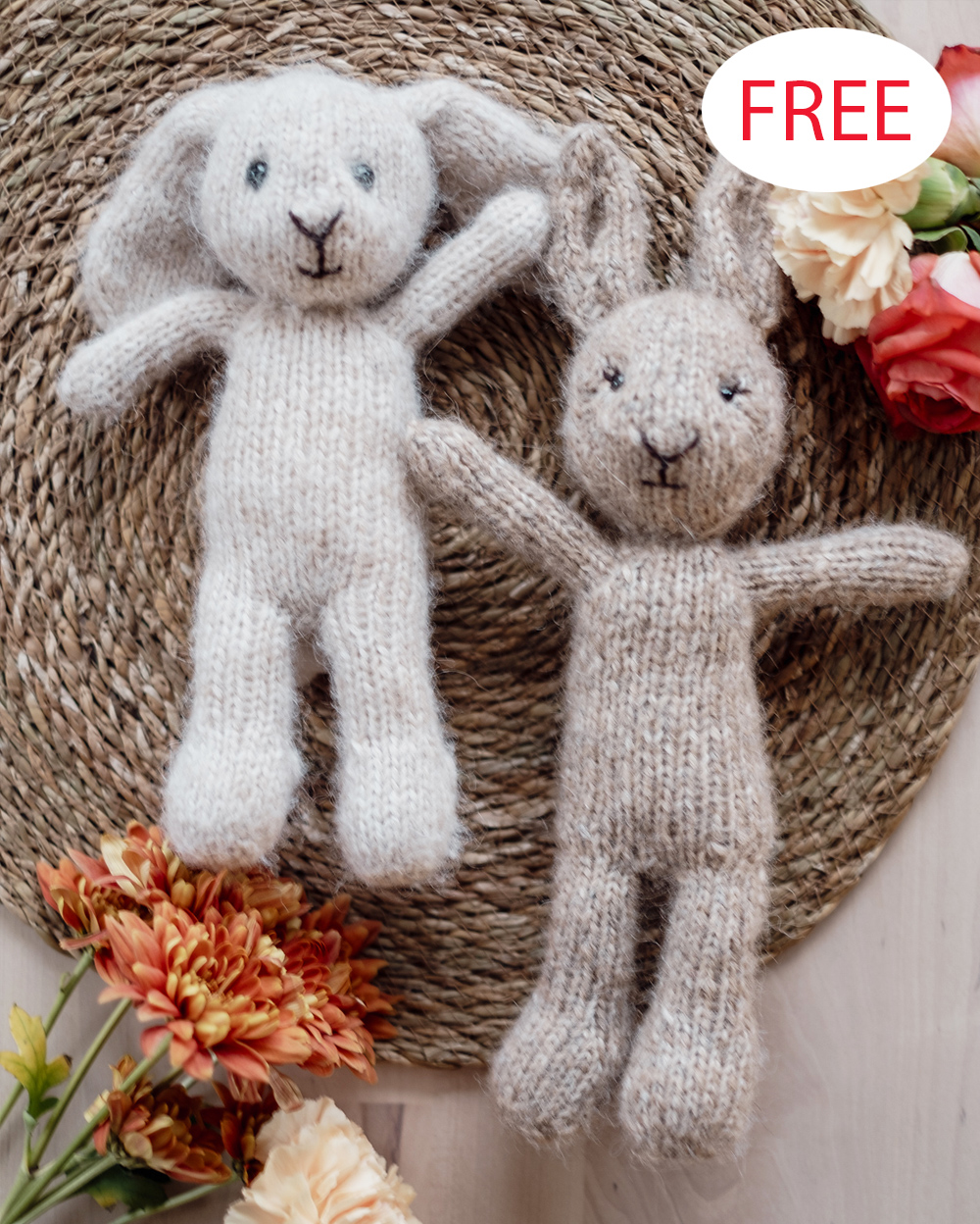 Free Soft Bunny Friends Easter Bunny  Knitting Pattern