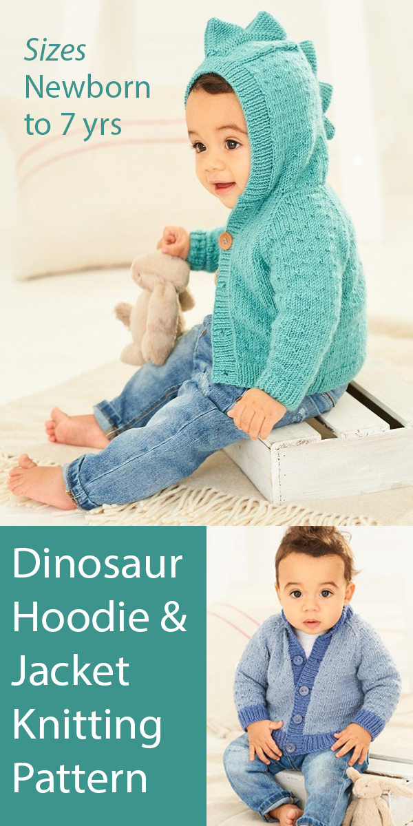 Dinosaur Hoodie and Collared Jacket Knitting Pattern Baby and Children Stylecraft 9758