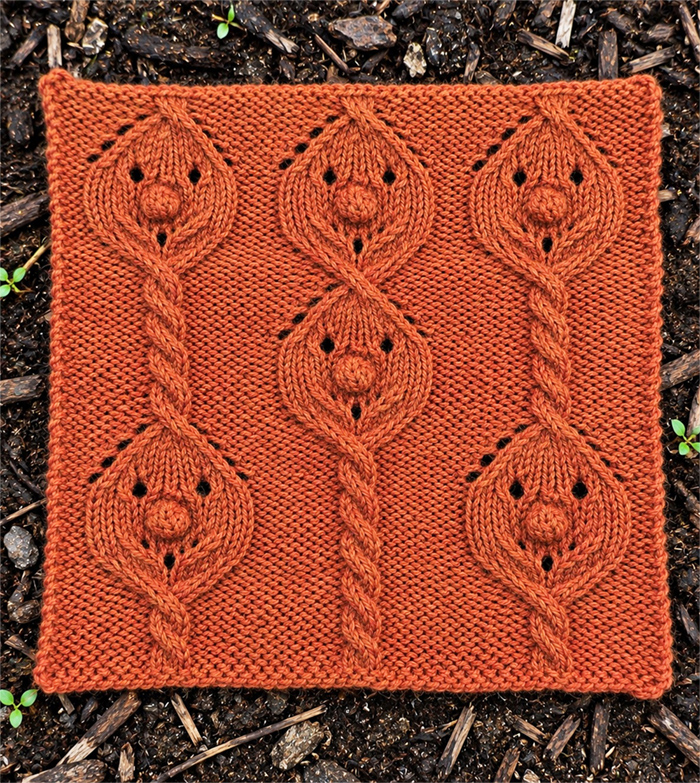Pumpkin Jack O'Lantern Block Free Knitting Pattern