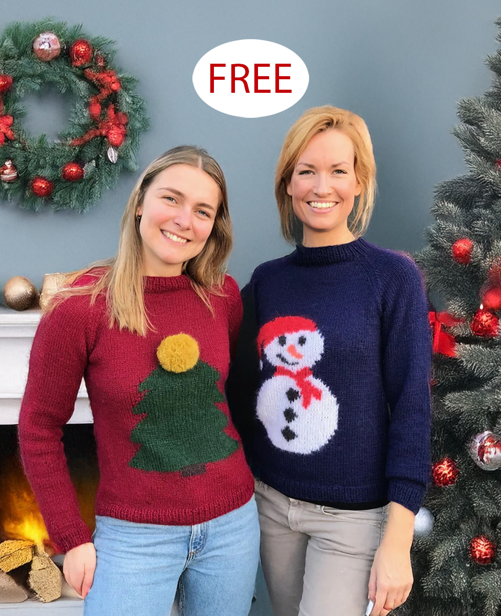 Free Jensine and Judith Christmas Sweaters Knitting Pattern