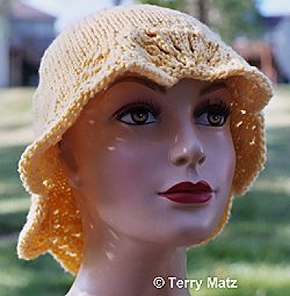 Jessamyn Hat Free Knitting Pattern. Easy hat with ruffled lace brim.