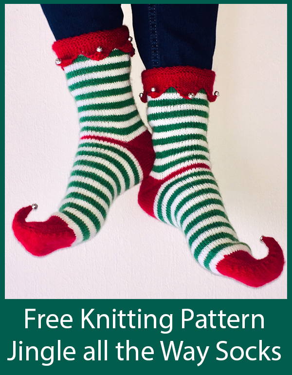 Free Knitting Pattern for Jingle all the Way Socks