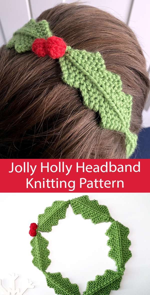 Free Christmas Jolly Holly Headband Knitting Pattern
