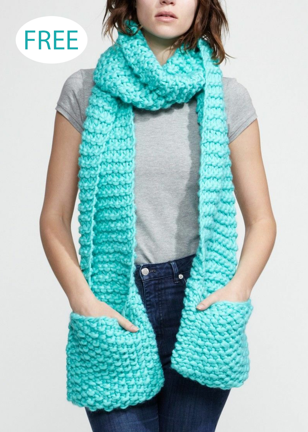 Free Jolly Pocket Scarf Pocket  Shawl Knitting Pattern
