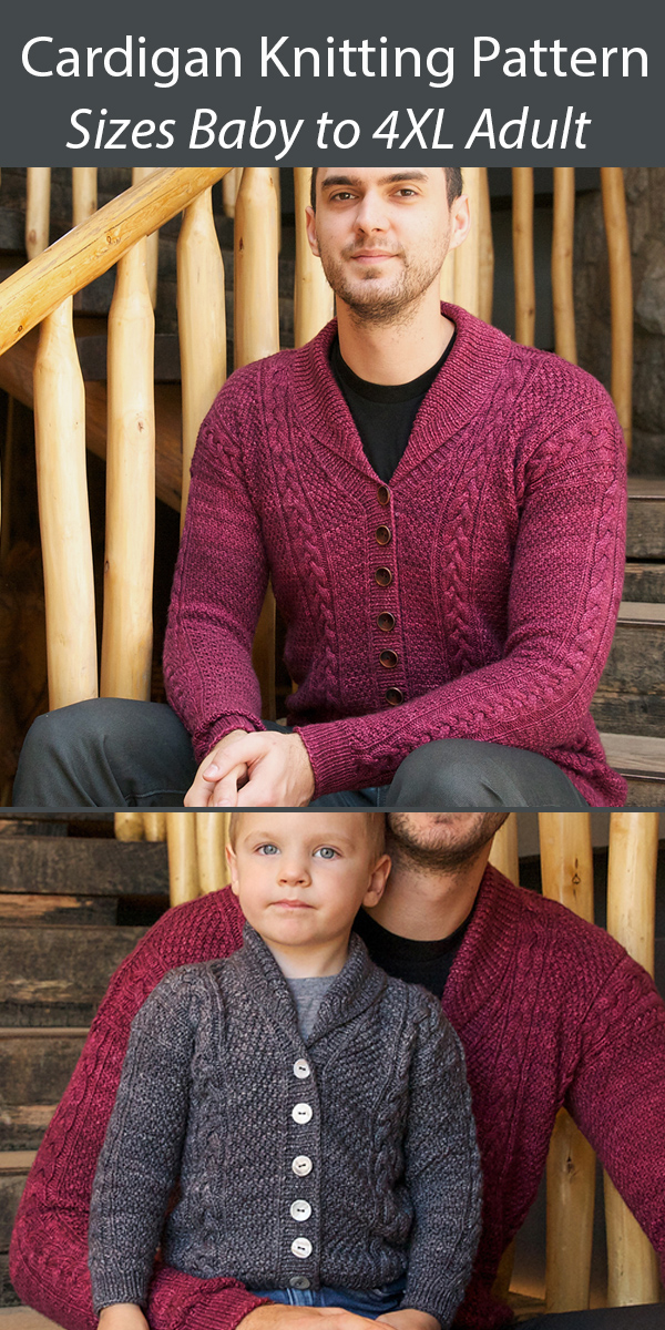 Knitting Pattern for Jones Cardigan Baby, Child, and Adult