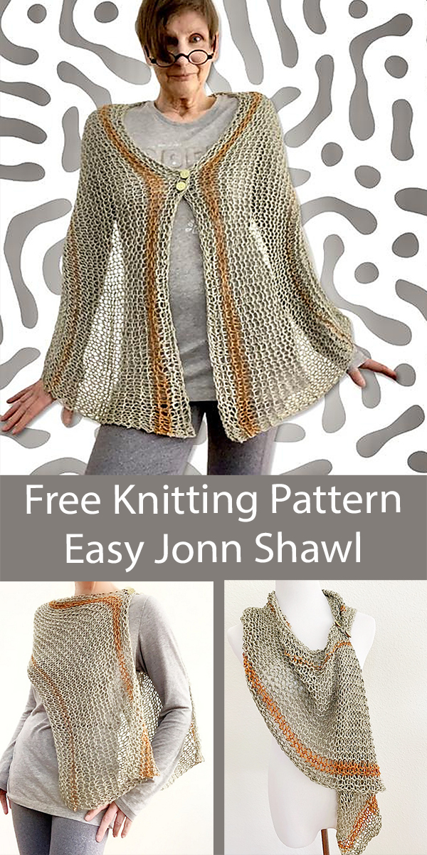 Free Shawl Knitting Pattern Jonn Shawl Wrap Garter Stitch