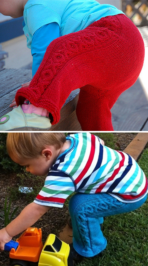 Free Knitting Pattern for Hugs and Kisses Baby Pants