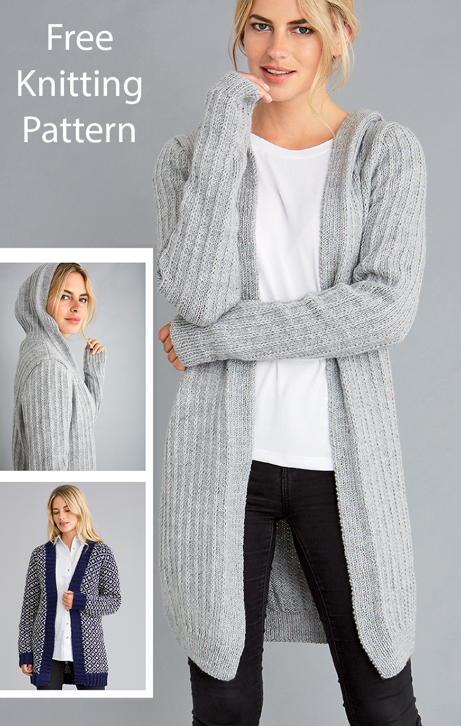Free Julie and Leila Cardigans Hoodie Knitting Pattern