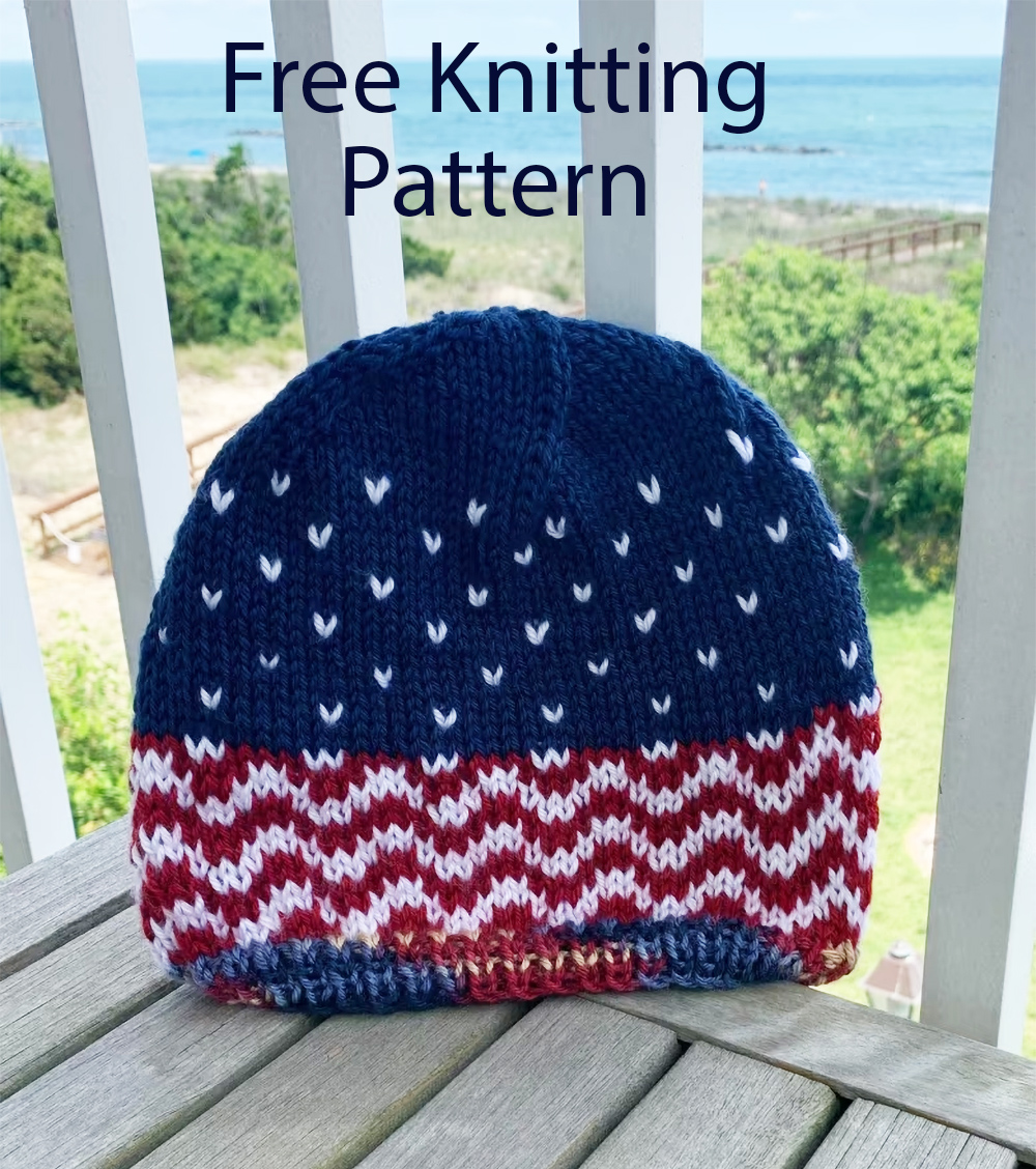 Free knitting pattern July 4th Hat