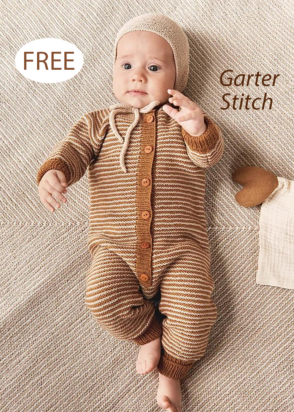 Free Jumpsuit and Bonnet in Ridge Pattern Knitting Pattern