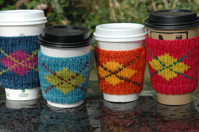 Argyle Coffee Cosy Knitting Pattern and more cosy knitting patterns