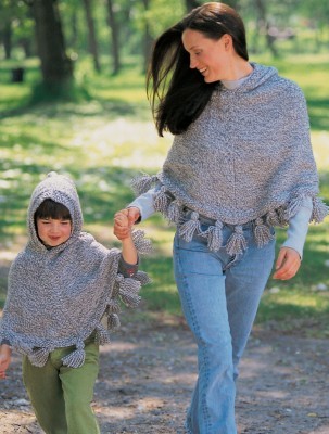 Free knitting patterns for Just Me and Mom Ponchos