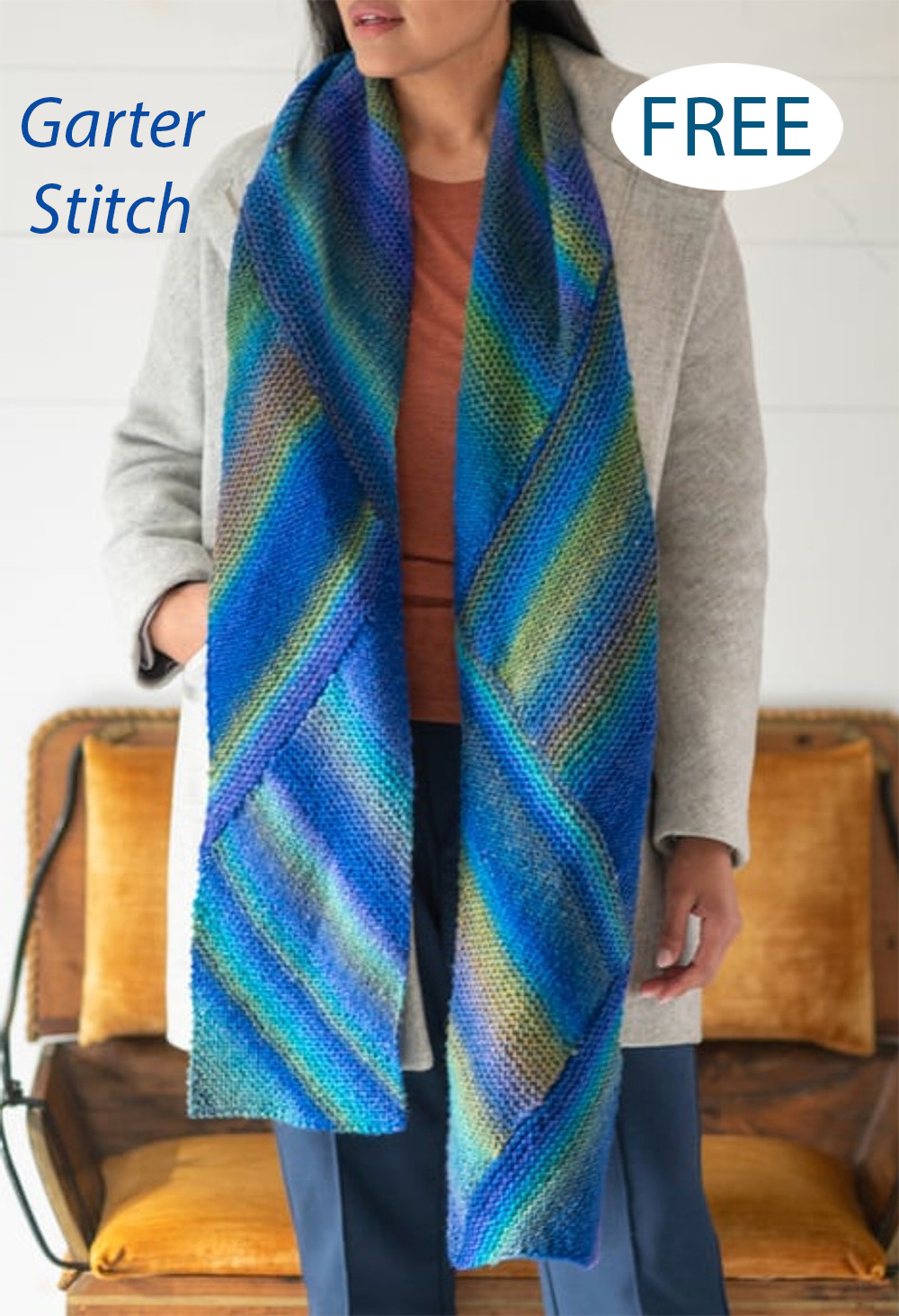 Garter Stitch Jylin Scarf Knitting Pattern 