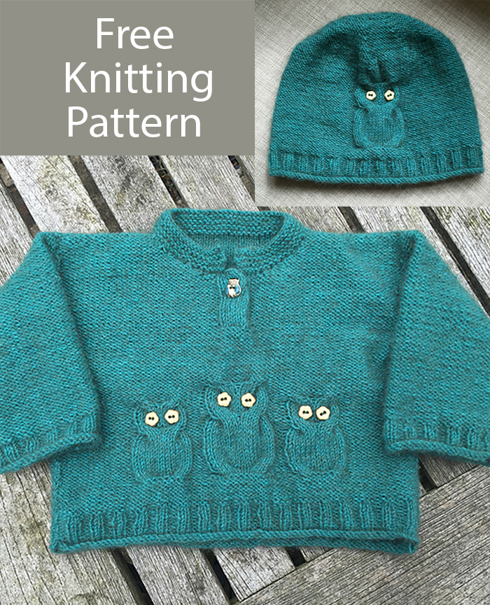 K711 Owl Sweater and Hat Free Knitting Pattern