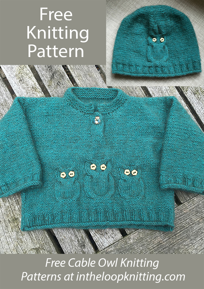 K711 Owl Sweater and Hat Free Knitting Pattern