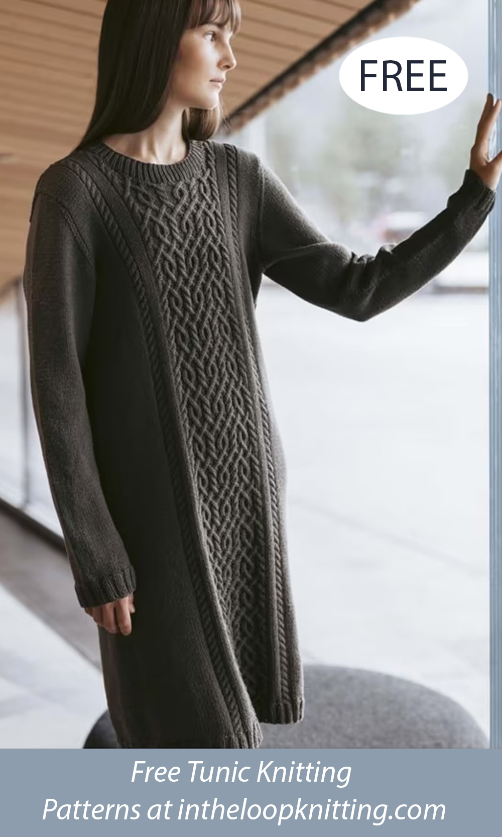 Free Knitting Pattern for Kaari Tunic Cabled Sweater