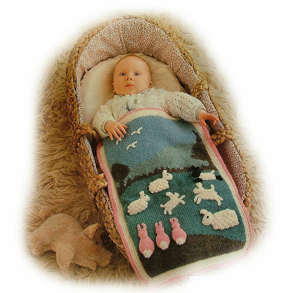 Lambs and Lullabies Baby Blanket Knitting Pattern 