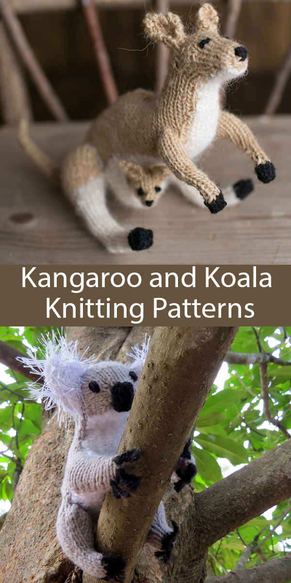 Knitting Patterns for Kangaroo and Koala from Knit Your Own Zoo
