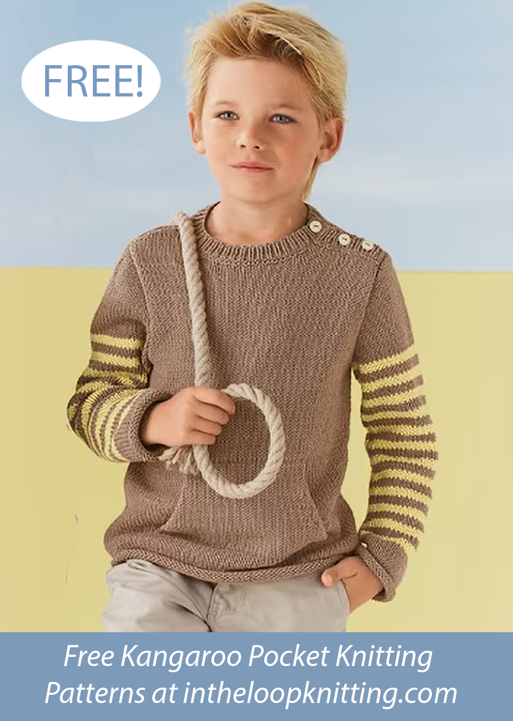 Free Kids Kangaroo Pouch Sweater Knitting Pattern