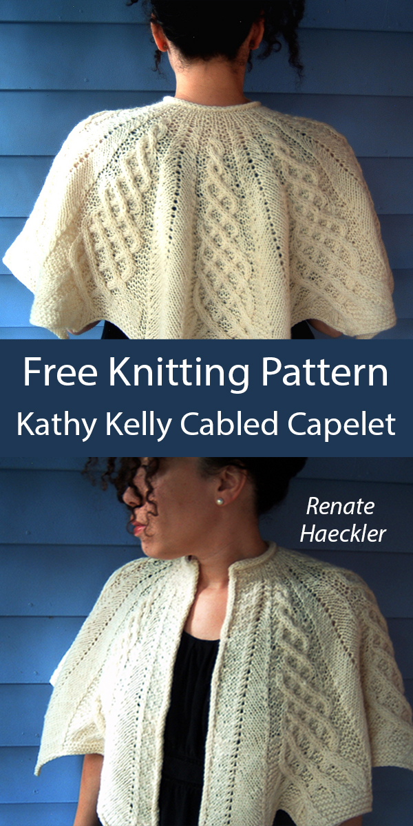 Free Shawl Knitting Pattern Kathy Kelly Cabled Capelet