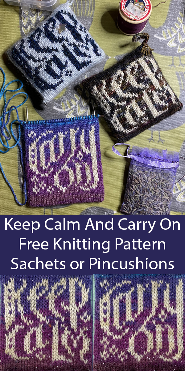 Keep Calm And Carry On Free Knitting Pattern Pincushions or Sachets