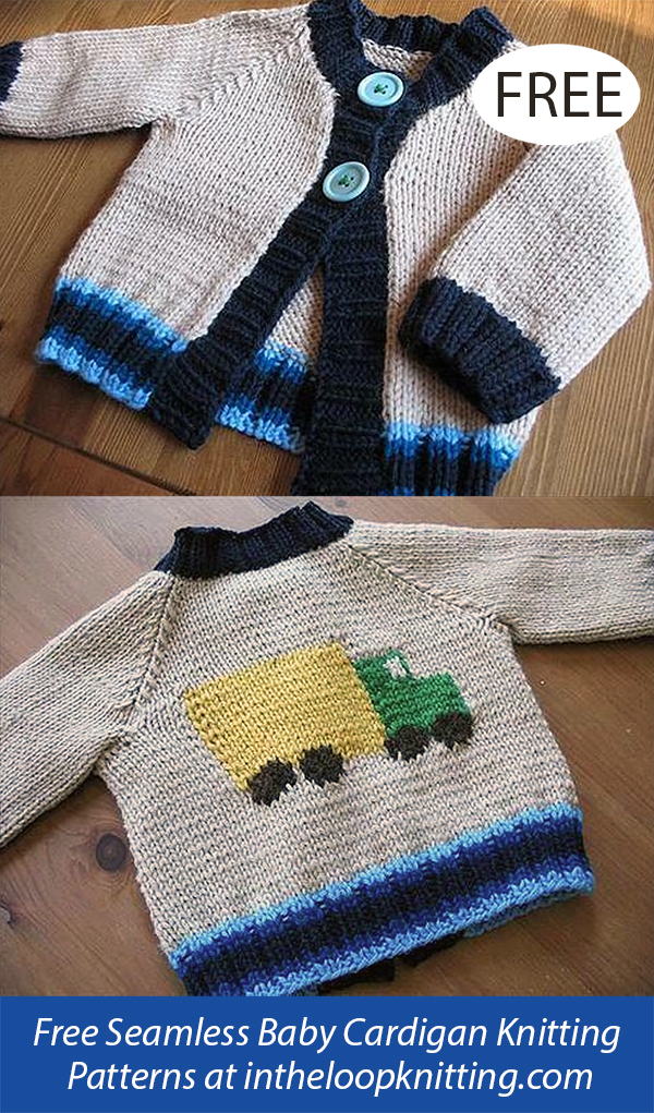 Free Keep on Truckin' Baby Cardigan Knitting Pattern