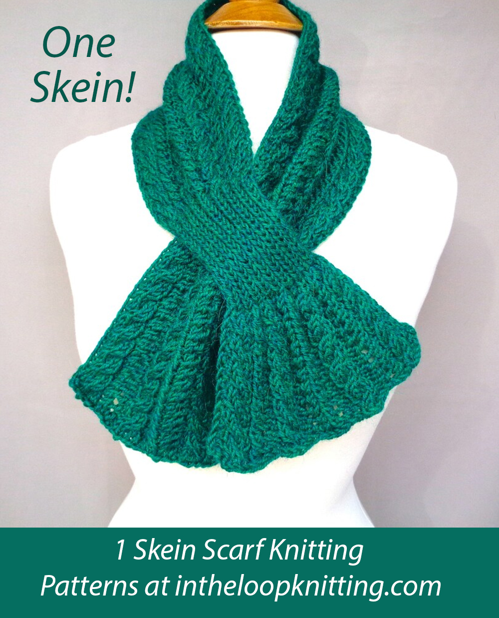 One Skein Kelly Keyhole Scarf with Cables Knitting Pattern