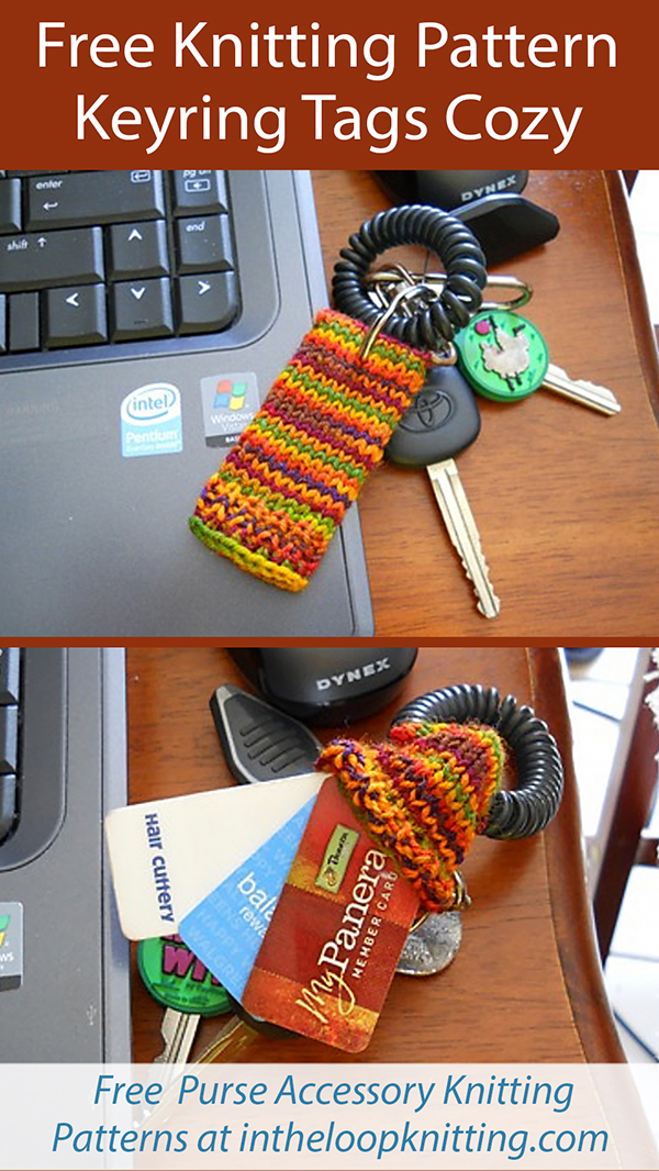 Free Keyring Tag Card Cozy Knitting Pattern