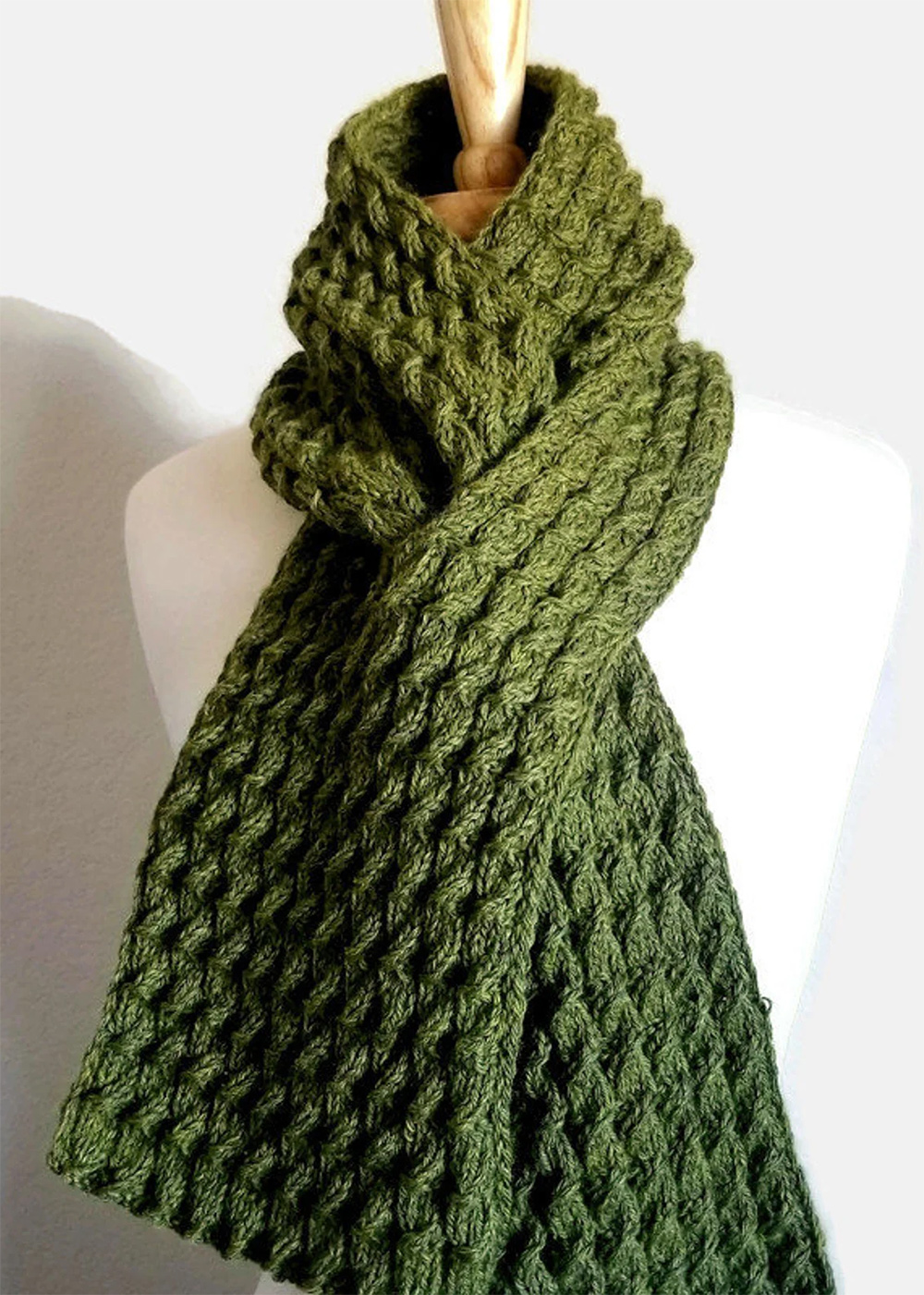 Keyhole Scarf  Knitting Pattern Mock Cable 