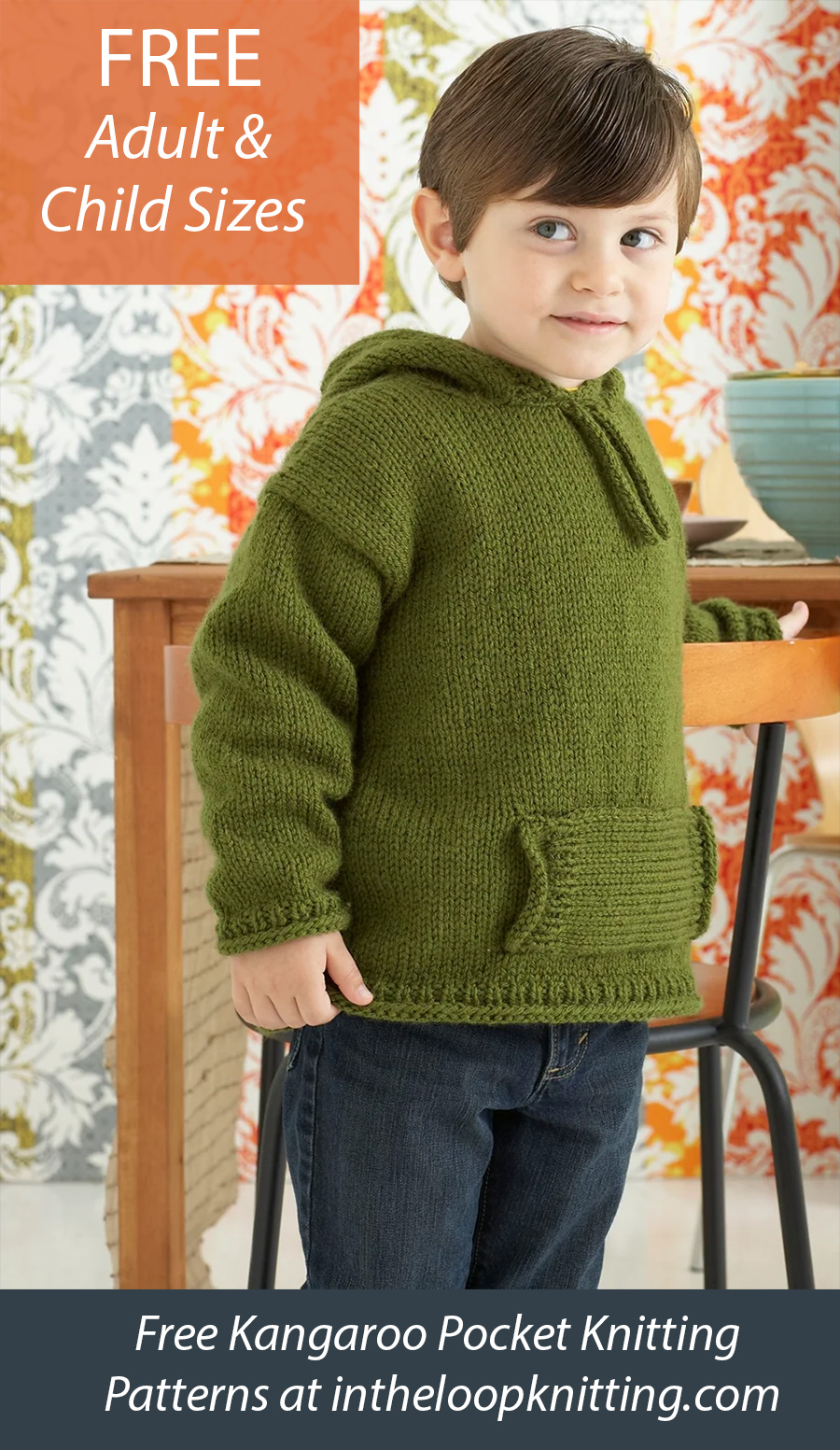 Free Kids to Adult Hoodie Sweater Knitting Pattern
