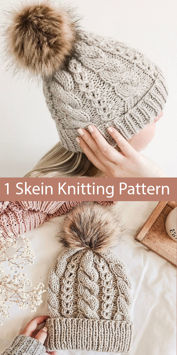 Knitting Pattern for One Skein Kielo Beanie Hat in Bulky Yarn