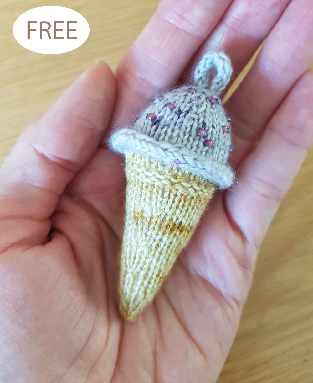 Free Ice Cream Ornament Knitting Pattern Scrap and Stash Toy