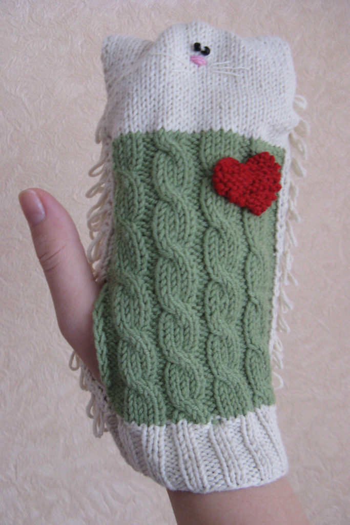 Free Knitting Pattern for Kitten Bath Mitt