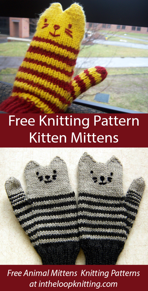 Free Kitten Mittens Knitting Pattern