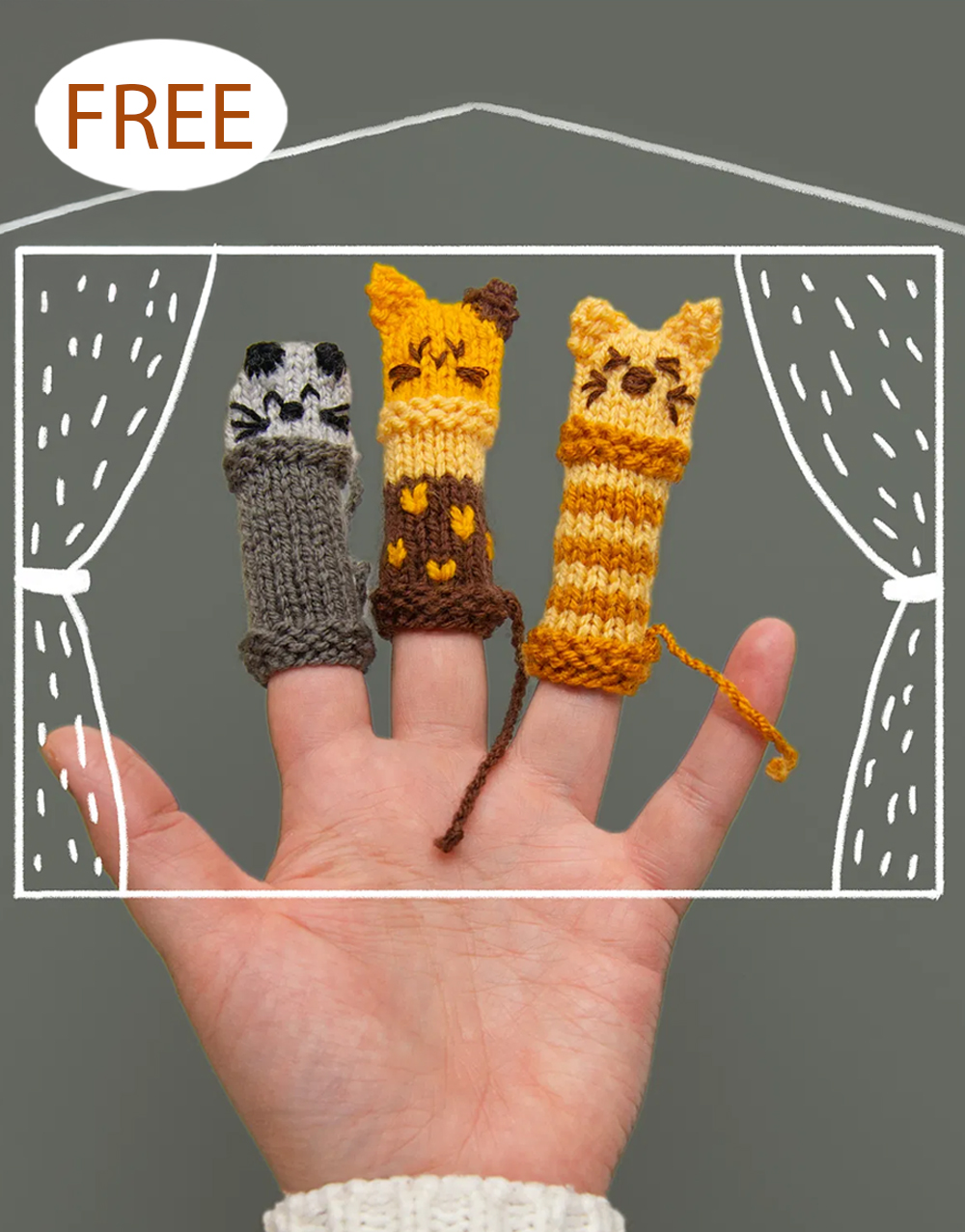 Kitty Finger Puppets Knitting Pattern