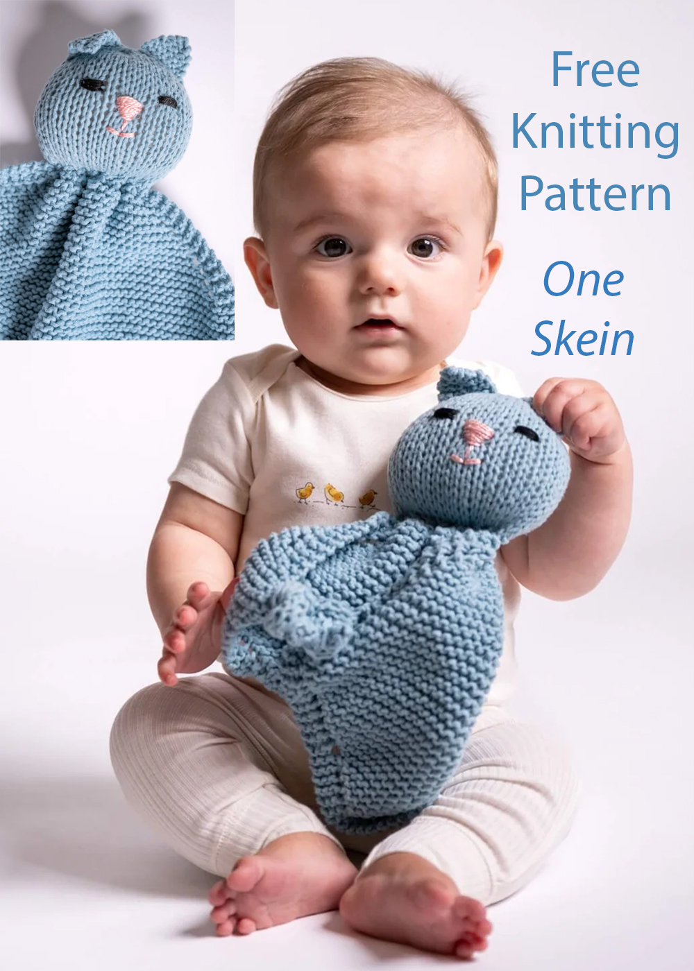 Free Baby Knitting Pattern Kitty  Lovey Baby Toy Blanket