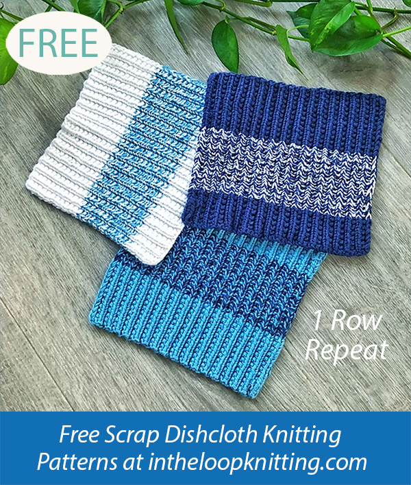 Free Stashbuster Stripe Dishcloths Kjersti's Kitchen Cloth Knitting Pattern Scrap Yarn