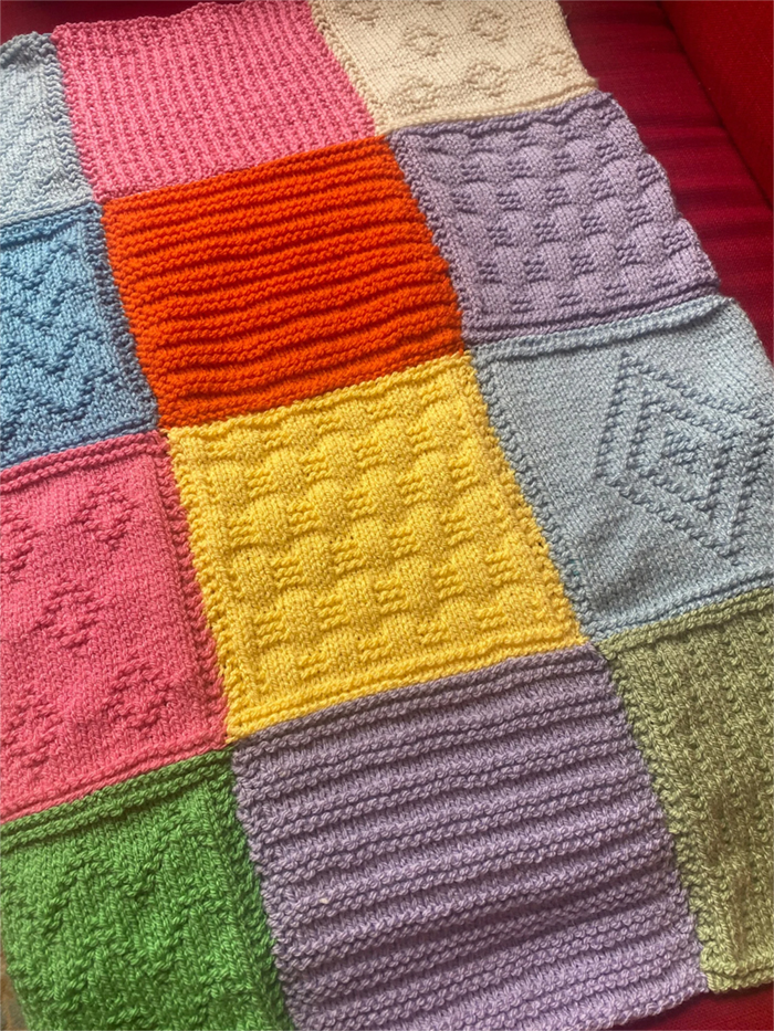 Knit and Purl Patchwork Blanket Knitting Pattern Great Stashbuster