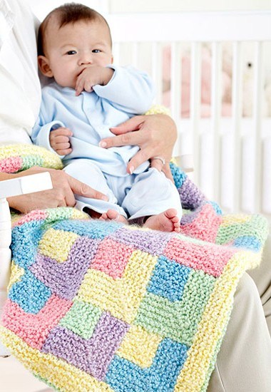 Free knitting pattern for Baby Rainbow Quilt and more baby blanket knitting patterns