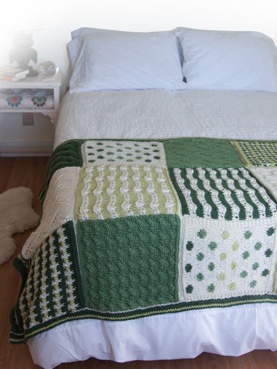 Free knitting pattern for Knit Square Afghan and more sampler throw knitting patterns