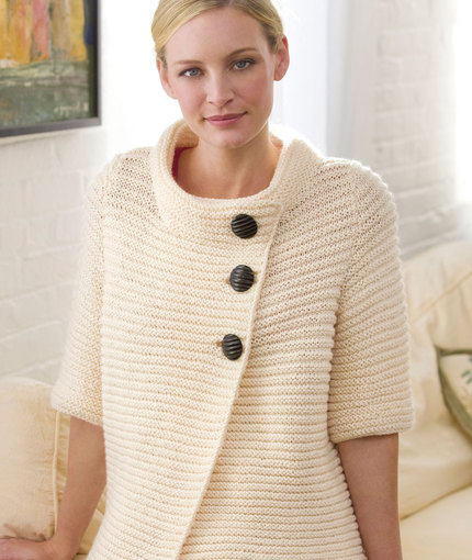 Free knitting pattern for Knitted Ribbed Cardigan with asymmetrical closing