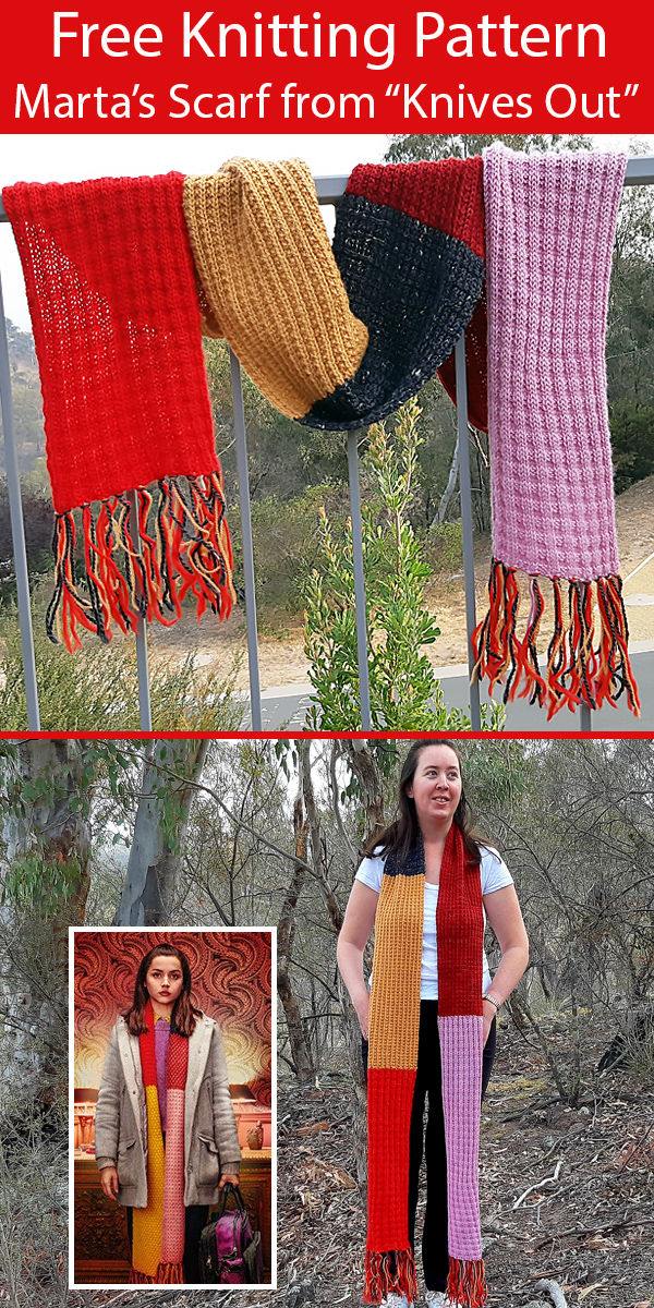 Free Knitting Pattern for Knives Out Marta's Scarf