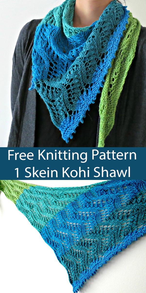 Free Shawl Knitting Pattern Kohi Shawl One Skein Scarf