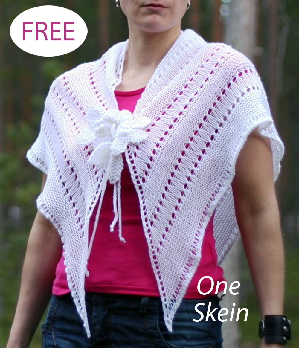 Free One Skein Ghost Flowers Shawl Knitting Pattern