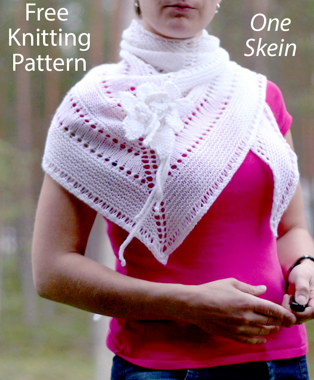 Free One Skein Ghost Flowers Shawl Knitting Pattern