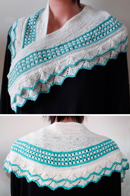 Free Knitting Pattern for Lace and Star Stitch Shawlette