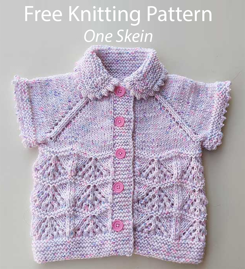 Free One Skein Baby Sweater Knitting Pattern Lace Baby Cardigan